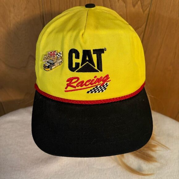 Nascar Other - CAT Racing Caterpillar Logo # 95 Snapback hat cap Made in USA with vintage pin